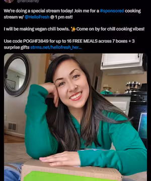 herokerrey, a Gaming influencer, is looking for a sponsored stream collaboration + social posts