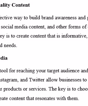 High Quality piece of writing